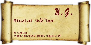 Miszlai Gábor névjegykártya